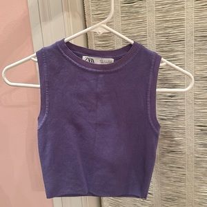 ZARA Purple knit high neck tank top - USA size S